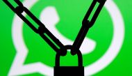 A photo illustration shows a chain and a padlock in front of a displayed Whatsapp logo January 13, 2017. (Reuters/Dado Ruvic/Illustration)