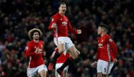 Britain Soccer Football - Manchester United v Liverpool - Premier League - Old Trafford - 15/1/17 Manchester United's Zlatan Ibrahimovic celebrates scoring their first goal Reuters / Phil Noble Livepic EDITORIAL USE ONLY. No use with unauthorized audio, v