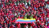 Supporters of Venezuelan President Nicolas Maduro demonstrate in Caracas yesterday.