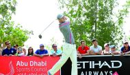 Three-time Abu Dhabi HSBC Championship winner Martin Kaymer tees off at the Abu Dhabi Golf Club yesterday.
