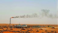 Flame from a Saudi Aramco oil installion in the desert near Khouris, Riyadh.