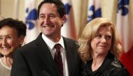 Michael Applebaum (L) smiles with his wife Merle (R) following his swearing-in ceremony to become Montreal's interim mayor in Montreal, Quebec, November 19, 2012. REUTERS/Christinne Muschi