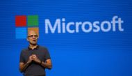 Microsoft CEO Satya Nadella delivers the keynote address during the 2016 Microsoft Build Developer Conference on March 30, 2016 in San Francisco (AFP / Justin Sullivan) 