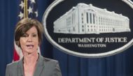 (FILES) This file photo taken on June 28, 2016 shows Deputy Attorney General Sally Yates speaks during a press conference at the Department of Justice in Washington. AFP / SAUL LOEB
