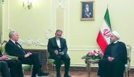 Iranian President Hassan Rowhani with French Foreign Minister Jean-Marc Ayrault in Tehran, yesterday.