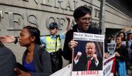 Protesters against the travel ban imposed by U.S. President Donald Trump's executive order march to the U.S. Consulate in Hong Kong, China February 1, 2017. REUTERS/Bobby Yip