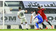 Al Sadd's Baghdad Bounedjah (11) scores against Al Shahaniya during their QSL match at Al Sadd Stadium yesterday.
