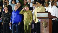 FILE PHOTO: Raul Castro salutes next to Nicolas Mduro,Dilma Rousseff and Luiz Inacio Lula Da Silva during the last ceremony to pay homage to Fidel Castro in Santiago (AFP / JUAN BARRETO) 