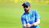 Indian captain  Virat Kohli during team's practice session on the eve of Test against  Bangladesh in Hyderabad yesterday.