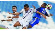Action from the Qatar Stars League (QSL) match between Al Khor and Muaither at Al Khor Stadium yesterday.