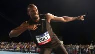 Jamaica's Olympic champion Usain Bolt poses after running during the final night of the Nitro Athletics series at the Lakeside Stadium in Melbourne, Australia, February 11, 2017. REUTERS/Hamish Blair
