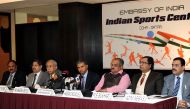 File photo of officials at the press conference announcing the formation of Indian Sports Centre (ISC), in Doha. 