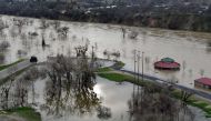 Riverbend Park is seen under flood water in Oroville, California on February 13, 2017. AFP / Josh Edelson
