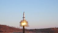 A view of the test-fire of Pukguksong-2 guided by North Korean leader Kim Jong Un, in this undated photo released by North Korea's Korean Central News Agency. KCNA/Handout via Reuters.