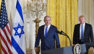 US President Donald Trump and Israel's Prime Minister Benjamin Netanyahu take arrive for a joint press conference in the East Room of the White House on February 15, 2017 in Washington, DC. / AFP / MANDEL NGAN