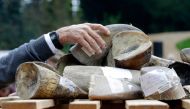 Rhino horns are piled up before being burned during the Global Rhino Horn Burning Ceremony on the eve of World Rhino day at Dvur Kralove zoo in Dvur Kralove September 21, 2014. REUTERS/David W Cerny