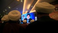 Lebanon's Hezbollah leader Sayyed Hassan Nasrallah addresses his supporters through a screen during a rally commemorating the annual Hezbollah Martyrs' Leaders Day in Jebshit village, southern Lebanon February 16, 2017. REUTERS/Ali Hashisho
