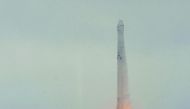 The SpaceX Falcon 9 rocket launches from the Kennedy Space Center Launch Complex 39A in Florida, yesterday.