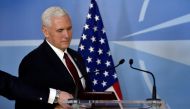 U.S. Vice President Mike Pence arrives for a statement at the NATO headquarters in Brussels, Belgium, February 20, 2017. REUTERS/Eric Vidal