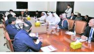 Media persons and traffic department officials at a meeting on traffic safety yesterday.