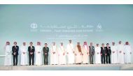 Emir H H Sheikh Tamim bin Hamad Al Thani, Prime Minister and Interior Minister H E Sheikh Abdullah bin Nasser bin Khalifa Al Thani, Their Excellencies the ministers, sheikhs and ambassadors at the inauguration of the Laffan Refinery 2 at Qatar National Co