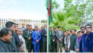 The Ambassador of Bangladesh to Qatar Ashud Ahmed hoisting the national flag of Bangladesh at half mast on the occasion of the National Martyrs’ Day and the International Mother Language Day 2017 at the Embassy premises.