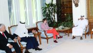 Prime Minister and Interior Minister H E Sheikh Abdullah bin Nasser bin Khalifa Al Thani met with the United Nations Deputy High Commissioner for Human Rights Kate Gilmore,  Secretary-General of the Arab Maghreb Union Dr Taieb Baccouche, and President of 