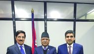 H E Dr Hamad Bin Abdulaziz Al Kawari, Cultural Adviser at the Emiri Diwan and Qatar's candidate for the post of Unesco Director-General, with Nepal Prime Minister Pushpa Kamal Dahal