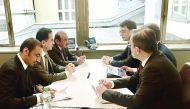 Minister of Transport and Communications, H E Jassim bin Saif Al Sulaiti,  meeting with Ukrainian Minister of Infrastructure Volodymyr Omelyan and other officials on the sidelines of their participation in the ministerial meeting of the UNECE’s Inland Tra