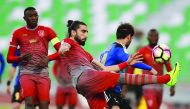 Action during the QSL match between Lekhwiya and Al Sailiya at Al Ahli’s Hamad bin Khalifa Stadium yesterday.
