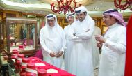 Emir H H Sheikh Tamim bin Hamad Al Thani visiting the 14th Doha Jewellery and Watches Exhibition at the Doha Exhibition and Convention Center, yesterday.
