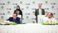 Abdulla Hassan Al-Mehshadi, Chief Executive Officer, Msheireb Properties, and Gilles Guillochon, CEO of Mawaqif, signing the agreement.