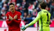 Bayern Munich's Robert Lewandowski celebrates goal v Hamburg SV. REUTERS/Michaela Rehle
