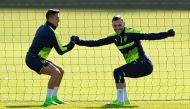 Arsenal's Alexis Sanchez and Lucas Perez during training Action Images via Reuters / John Sibley 