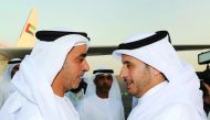 Prime Minister and Interior Minister H E Sheikh Abdullah bin Nasser bin Khalifa Al Thani receiving UAE's Deputy Prime Minister and Minister of Interior H E Sheikh Saif bin Zayed Al Nahyan yesterday. 