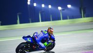 Yamaha's Maverick Vinales in action on the second day of MotoGP testing at Losail International Circuit on Saturday night.