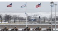 An United Airlines plane departs during a snowstorm at O'Hare International Airport in Chicago, Illinois, U.S., March 13, 2017. REUTERS/Kamil Krzaczynski 