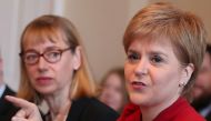 Scotland's First Minister Nicola Sturgeon (R) hosts a Scottish Government cabinet meeting at Bute House in Edinburgh on March 14, 2017.  AFP / Jane Barlow