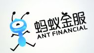 A logo of Ant Financial is displayed at an event of the company in Hong Kong.