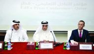 from left: Hassan Al Mohamedi, Director of Public Relations at the Ministry of Education and Higher Education; Mohammed Ahmed Al Obaidali, Board Member of Qatar Chamber; and Ryan O' Donnell, Exhibition Director - EdEx Qatar, during the press conference at