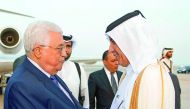 President of the State of Palestine, Mahmoud Abbas, and his accompanying delegation were welcomed at Hamad International Airport by Minister of State for Foreign Affairs, H E Sultan bin Saad Al Muraikhi, and the Palestinian Ambassador to Qatar Munir Ghann
