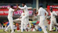 India's Ravindra Jadeja (2nd L) celebrates with his teammates after dismissing Australia's Nathan Lyon. (REUTERS/Adnan Abidi)
