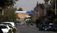 A road sign that shows the direction to Jobar district is pictured in the east of the capital Damascus, in this handout picture provided by SANA on March 19, 2017, Syria. SANA/Handout via REUTERS.