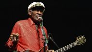 (FILES) This file photo taken on April 15, 2013 shows legendary US singer and composer Chuck Berry, one of the pioneers of rock-and-roll, performing at a concert in Montevideo. AFP / PABLO PORCIUNCULA
