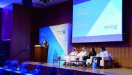 Amal Al Malki, Dean of the College of Humanities and Social Science, speaking at the opening ceremony of the Translation Conference at QNCC, yesterday.