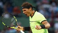 Rafael Nadal of Spain celebrates defeating Philipp Kohlschreiber of Germany at Crandon Park Tennis Center on March 26, 2017 in Key Biscayne, Florida. Julian Finney/Getty Images/AFP
