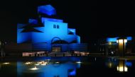 The Museum of Islamic Art lit up in blue to mark the World Autism Awareness Day.