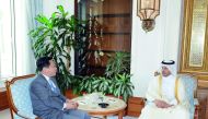 Prime Minister and Interior Minister H E Sheikh Abdullah bin Nasser bin Khalifa Al Thani met with South Korea's Minister of Trade, Industry and Energy Joo Hyung-hwan and his accompanying delegation. The two sides reviewed areas of cooperation and ways of 