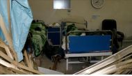 IDLIB, SYRIA - APRIL 2: Interior view of a damaged hospital is seen after airstrikes hit National hospital in Maret el Numan district of Idlib, Syria on April 2, 2017. ( Mesut Bessura - Anadolu Agency ).
