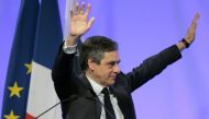 French presidential election candidate for the right-wing Les Republicains (LR) party Francois Fillon gives a speech during a campaign meeting in Sarrola-Carcopino, near Ajaccio, on April 1, 2017 during a visit on the French Mediterranean island of Corsic